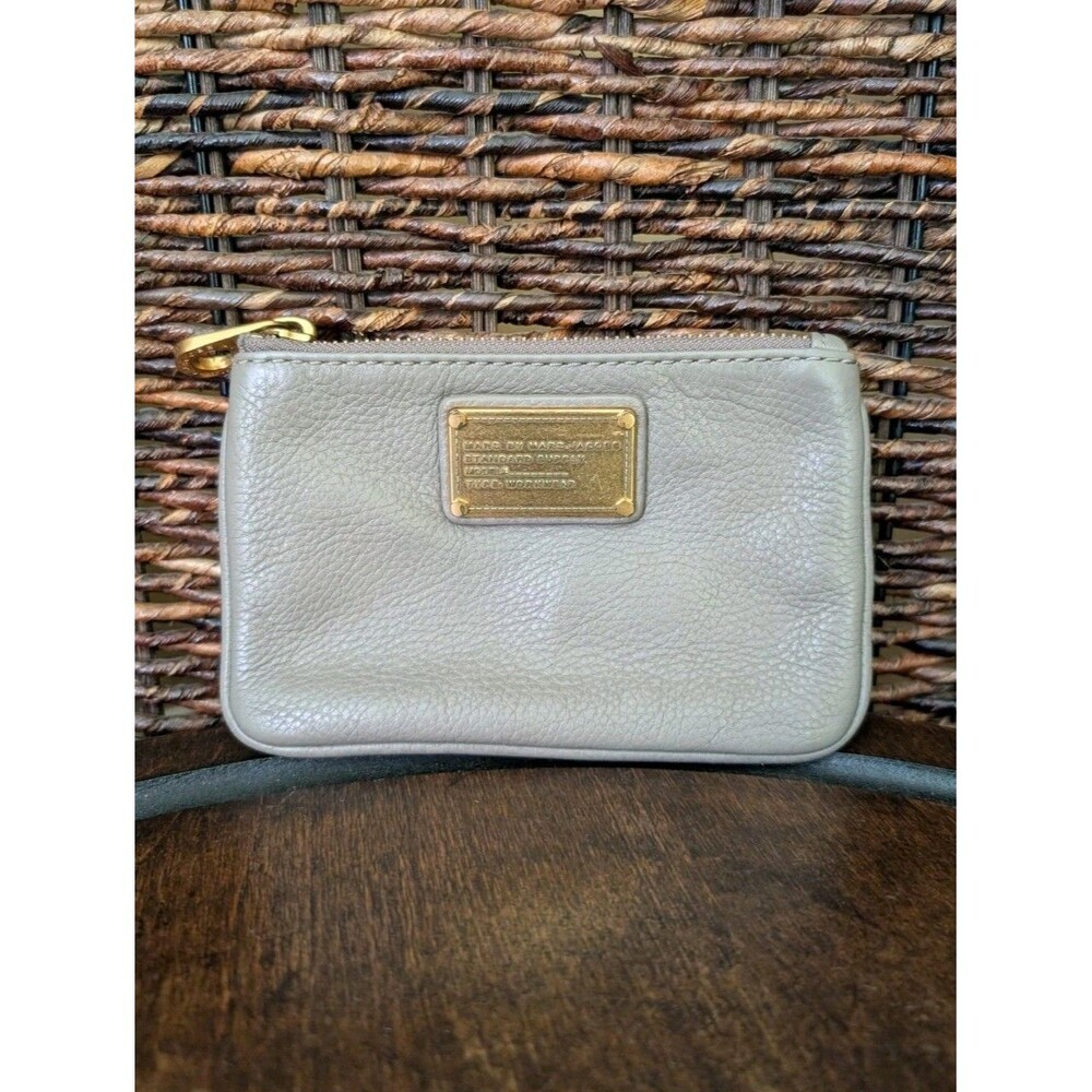 Marc by Marc Jacobs Standard Supply Model Workwear Leather Wallet Gray Gold